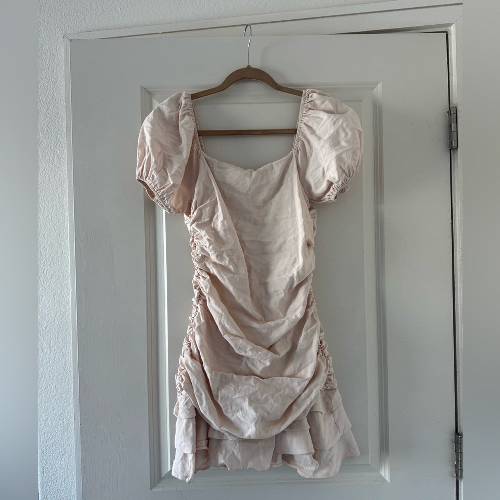Lulu's Blush Puff Sleeve Mini Dress